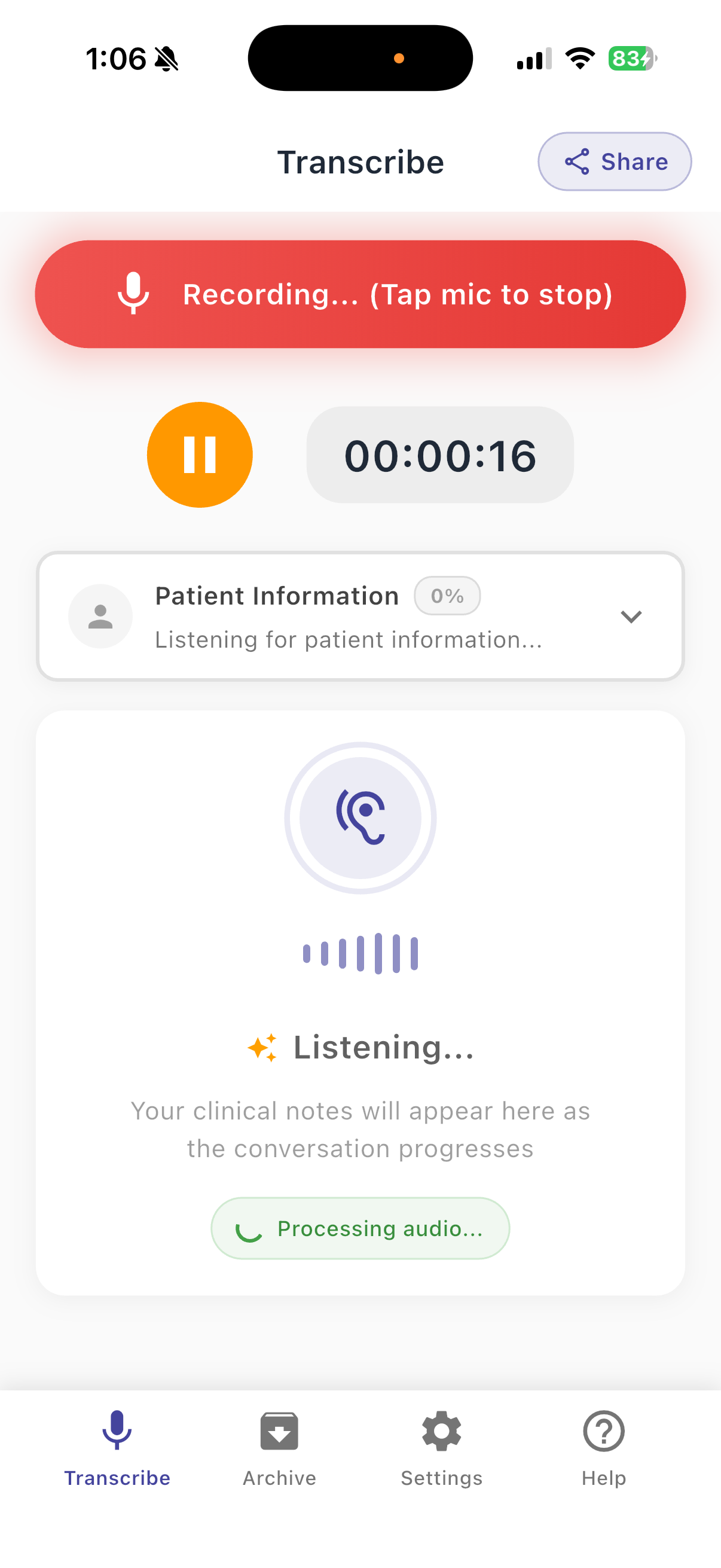 AmpShift listening during a patient visit